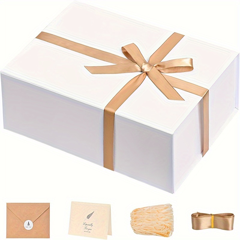 

Wedding Gift Box 13 X 10 X 5 Inch White Bridesmaid Proposal Gift Box With Lid For Gift Wrapping With Card, Ribbon Raffia Filler Gift Box (1 Pc)