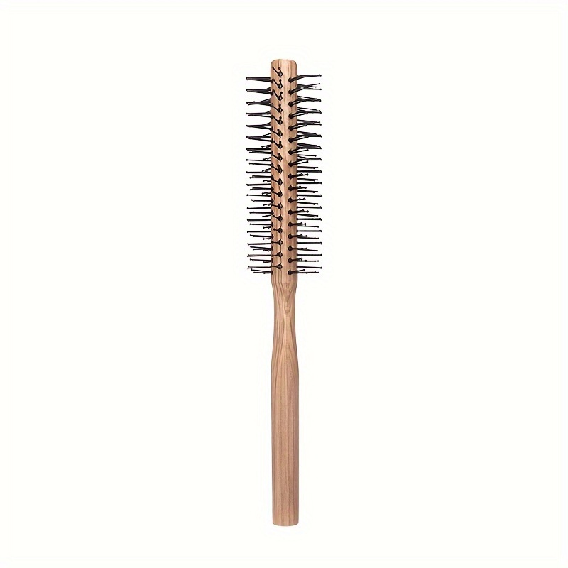 Image of Wooden Drum Comb For Hair Styling - Anti-static Rolling Comb For Curling And Straightening, Suitable For All Hair Types