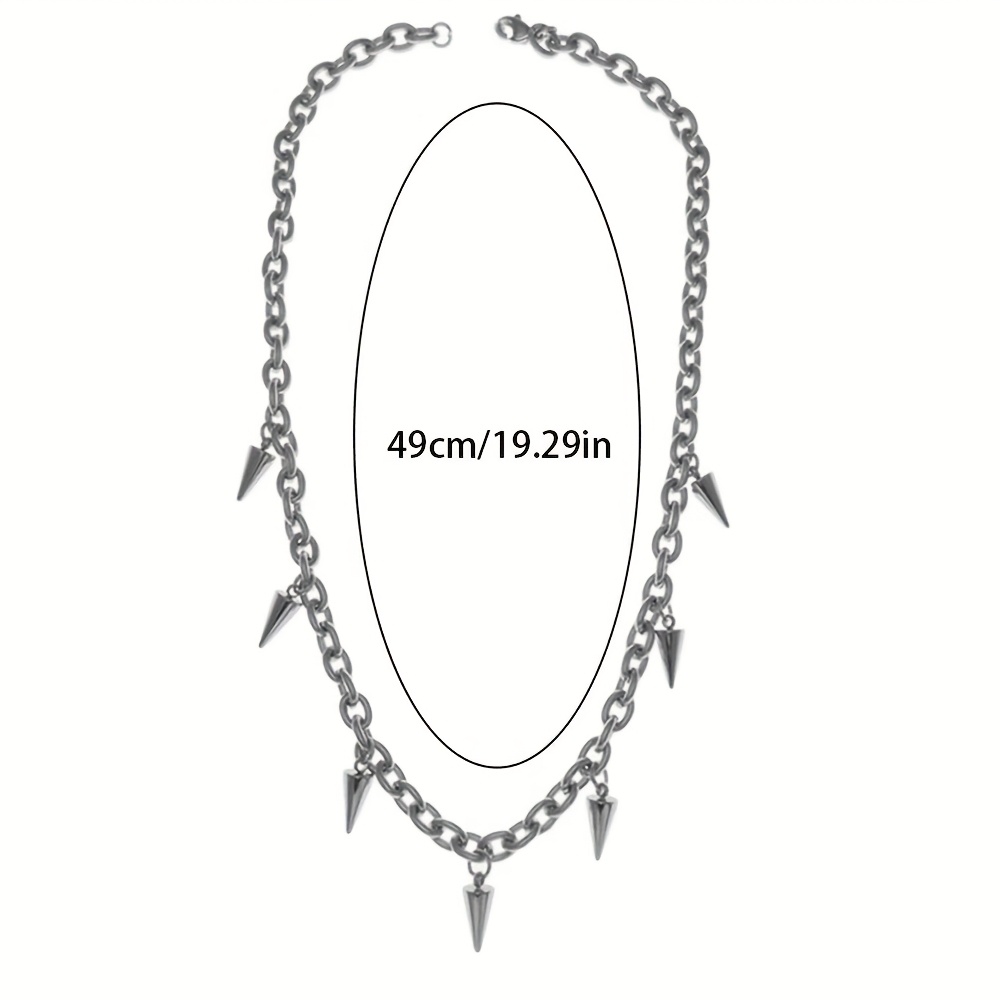TEMU Men's Punk Style Studded Necklace - Edgy Hip-hop Tassel Chain With Rivet Accessories, Statement Jewelry For Concerts, Parties & Casual Outfits,
