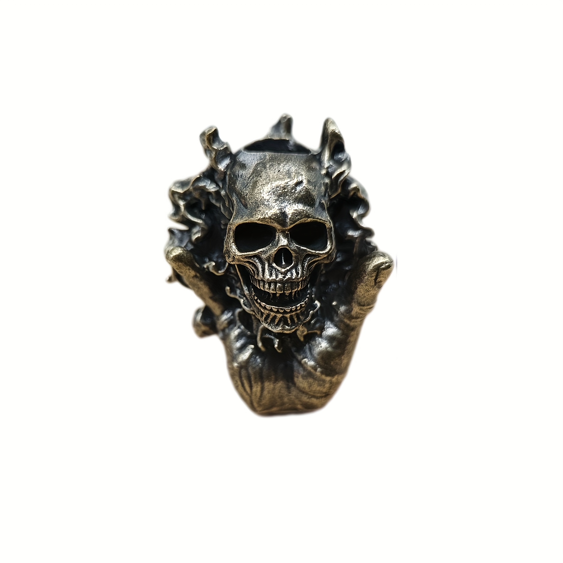 Men's Key Ring, Key Chain, 1pc Copper Controller Skull Pendant, Halloween Decorative Bead, Diy Metal Accessory, Edc Key Fob Charm