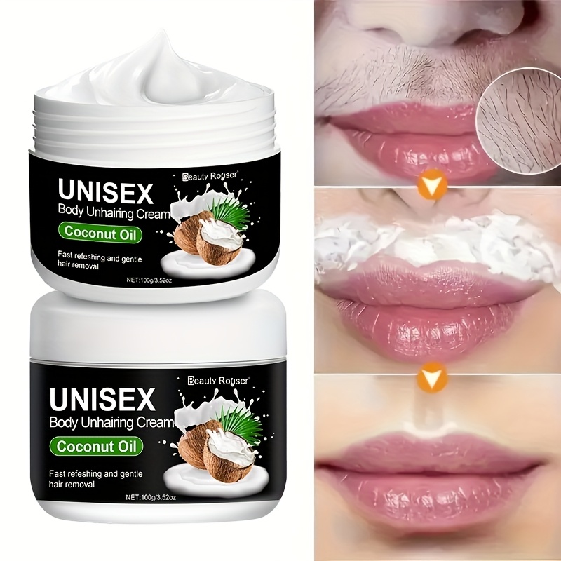 100g Refreshing and Fast Hair Removal Cream, Gentle Easy to Remove Hair, Non-irritating, for Armpits, Hands and Legs Hair Removal. Contains Coconut Oil and Mint, Fast Depilatory Cream Suitable for All Skin Types.