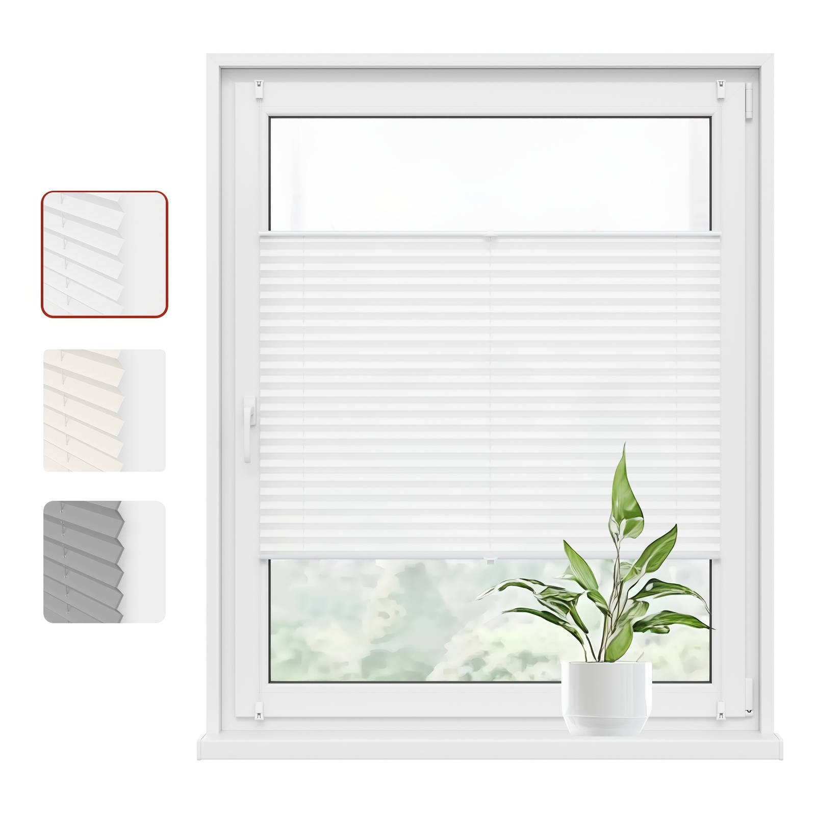 Image of No-drill Clip-on Pleated Blind, Height-adjustable Light Filtering Window Shade With Embossed Texture, Decorative Home Curtain, Multiple Colors And Sizes Fit Windows For Living Room, Balcony, Bedroom