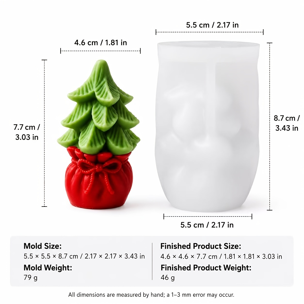 TEMU Candle Silicone Mold - 1pc Christmas Gift Bagged Christmas Tree Shaped Silicone Mold, Suitable For Scented Candles, , Resin Casting, Plaster,
