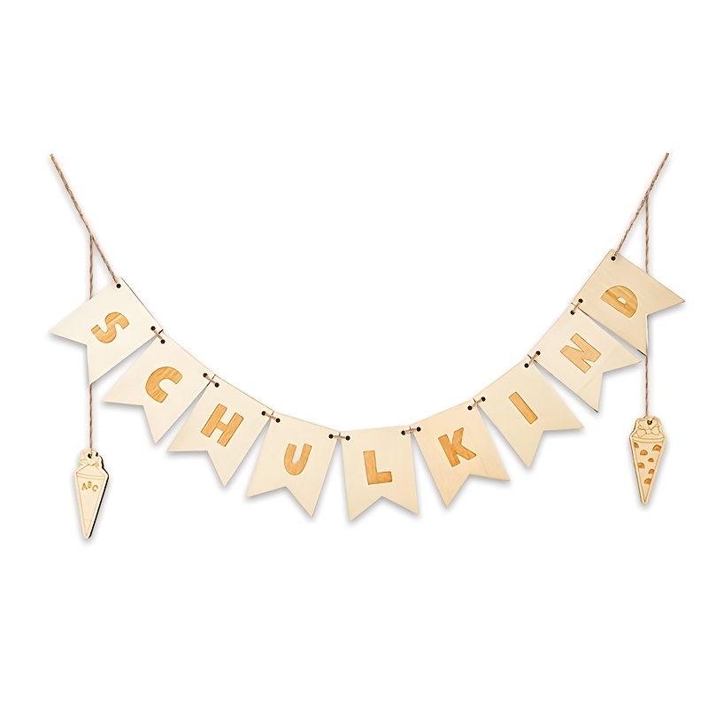 Image of 1pc German "schulkind" Wooden Banner, Einschulung Party Banner For School Back To First Day Of School Party Decoration Garland