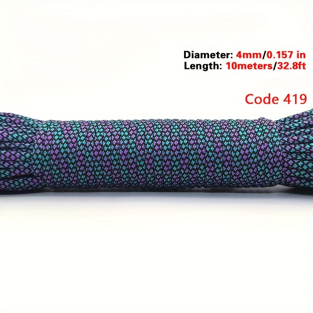 TEMU Rope 7-strand Utility Rope, 32.8ft (10m) 4mm Diameter, 120 Lbs Tensile Strength, Polyester Fiber, Multipurpose Survival Cord For Outdoor Camping, Weaving, Diy Projects - No Flint Included