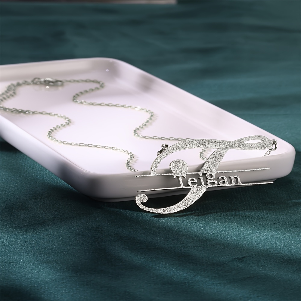 Stainless Steel Custom Frosted Large Initial Hollow Name Pendant Necklace