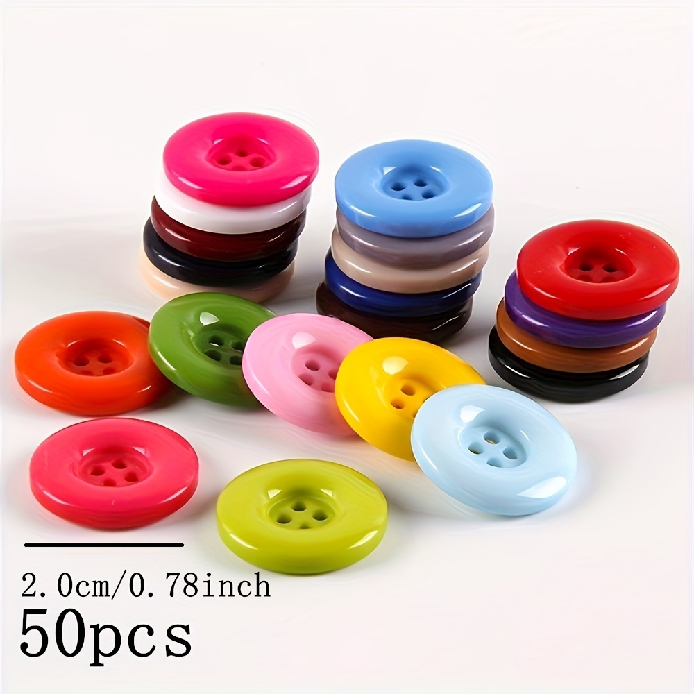 TEMU 50 Pcs Mixed Color Hole Resin Buttons - Sewing & Knitting Supplies, Sewing Buttons, Diy Decorative Buttons For Clothing, Arts & Crafts Supplies,