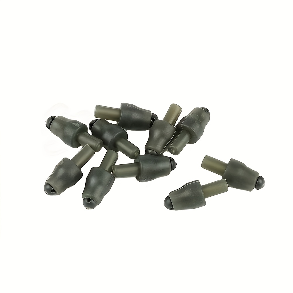 TEMU 10pcs Carp Fishing Line Connector Beads - Dark Green Pvc Adjustable Weights For Rig Setup, Durable And Portable Fishing Gear Additions, Carp
