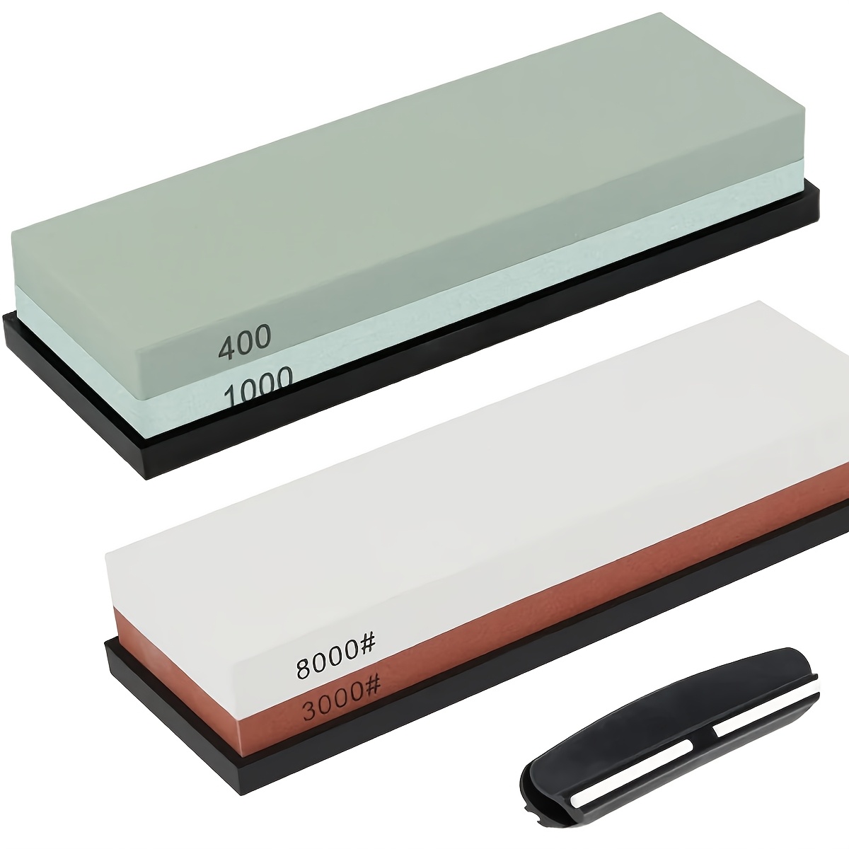 TEMU 2pcs Sharpening Stones 400#/1000#, 3000 #/8000 #, 1 Tool Holder