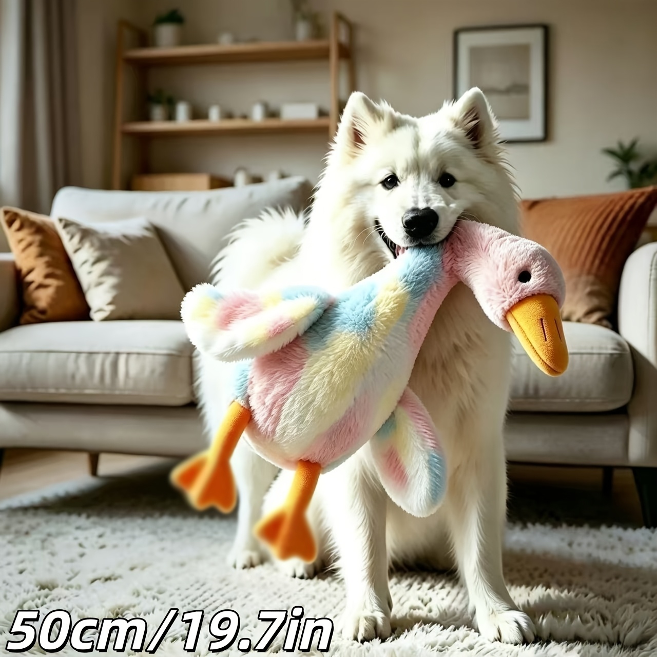 Image of 50cm Soft Duck Plush Toy For Cats And Dogs, Washable Pet Companion For Medium To Large Breeds, For Small/medium/large Pets,upgraded Version (embroidered Eyes+no Zipper Design)