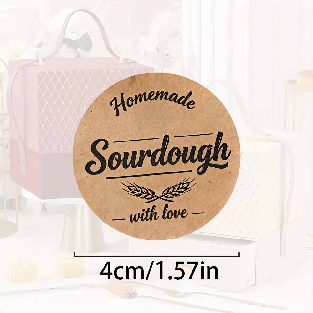 E-shop 96 Stück handgemachte Sauerteig-Herz-Aufkleber (Weizenmuster) - Rustikale braune Etiketten, geeignet für Journale, Planer, Scrapbooks,