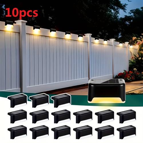 10pcs set of solar outdoor garden lights home garden layout staircase deck lights hallway wall lights railing decorative lights holiday decorative atmosphere lights ip44