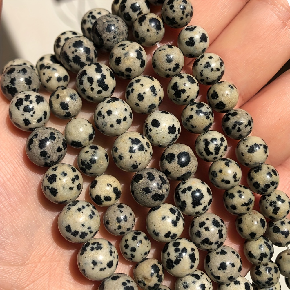 

Dalmatian Jasper Natural Stone Beads, 4-10mm Polished Round, For Jewelry Making, Spacer Beads For Diy Bracelets, Necklaces, Earrings, Crafts, Unisex, 91/61/46/36pcs Pack