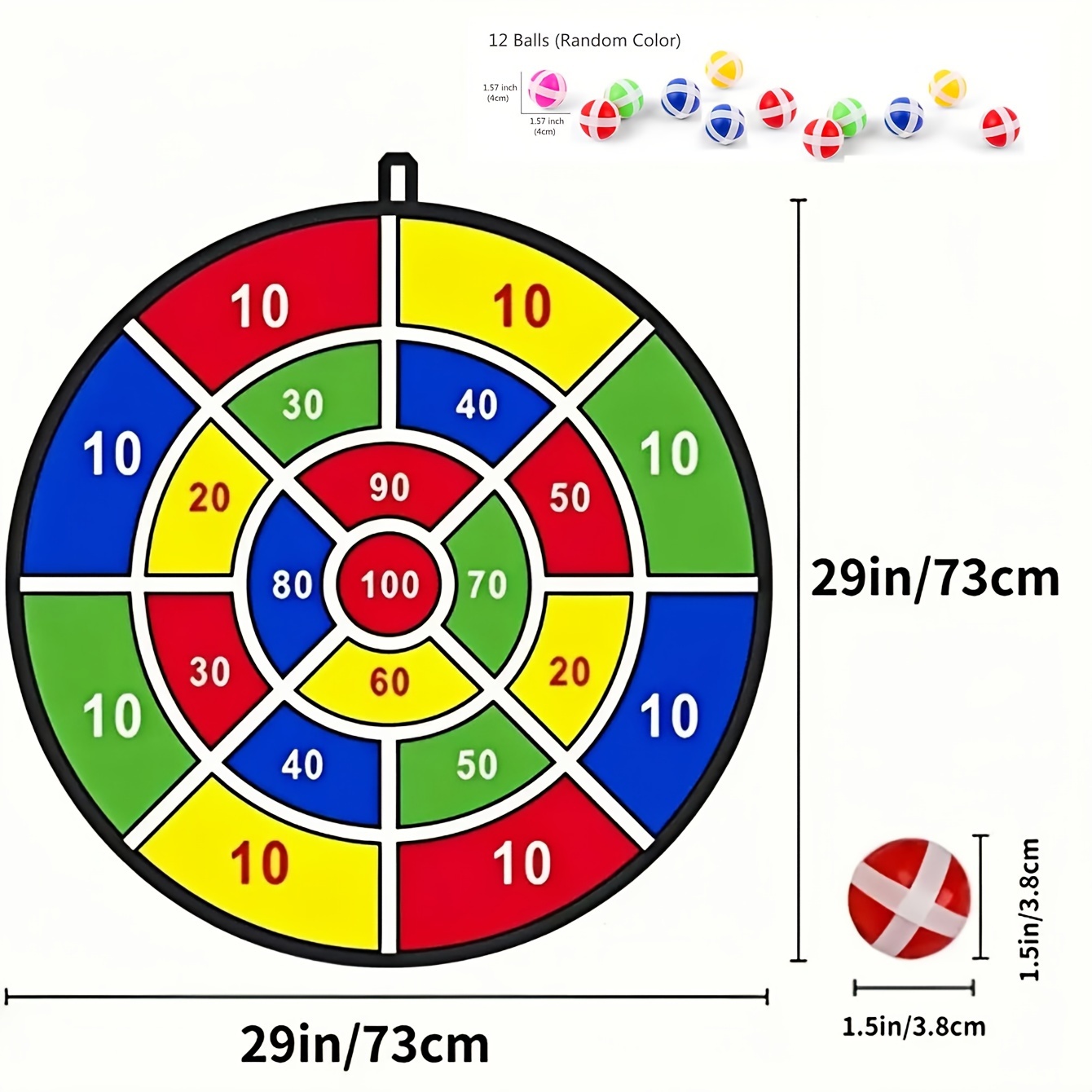 TEMU Kids Dart Board Game Set-29 Inchs, Board Games With 12 Stick Balls, Summer Indoor Outdoor Toys Games For Kids Ages 3-8, Birthday Party Games Yard Toys