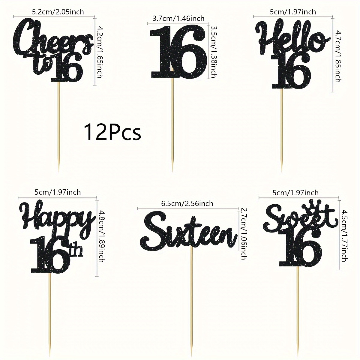 12 Sweet 16 Birthday Cake Toppers For Happy 16th Birthday Celebration