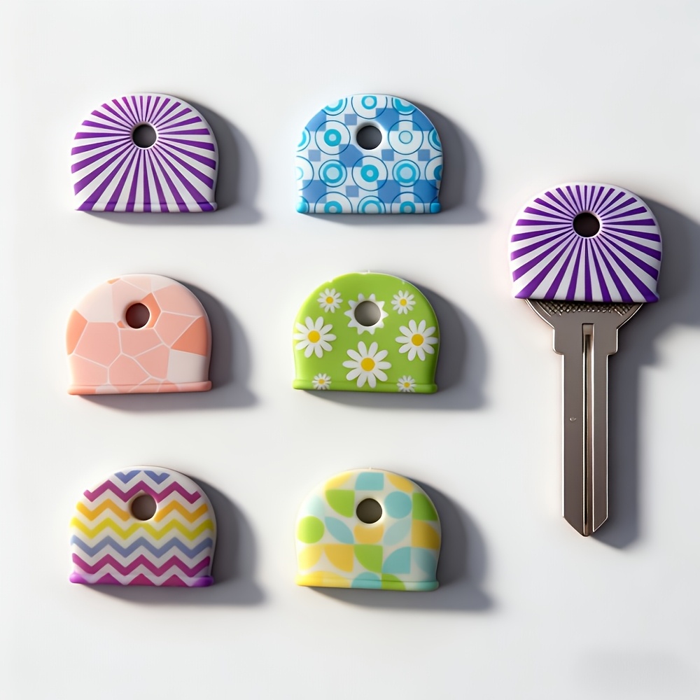 TEMU 6 pezzi per tasti in silicone colori casuali Identificatore per tasti Antiscivolo Protezione per tasti per chiavi di porte di domestici