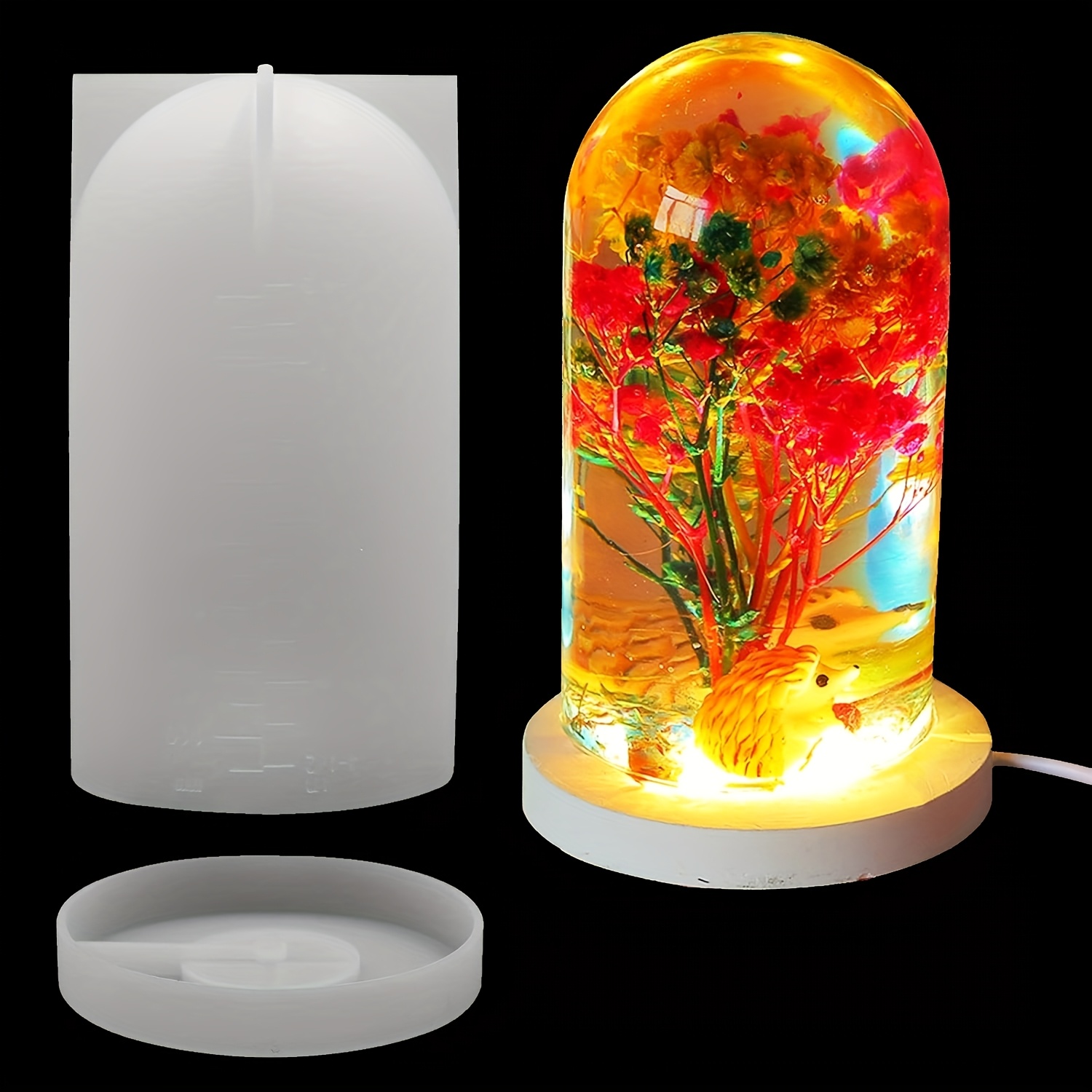 E-shop 2er-Set Zylinderformen aus Harz mit Ständer - Silikonform für Epoxidlampe, Kerze, Tischdeko, Desktop-Ornamente Zylinder Silikonformen-Set