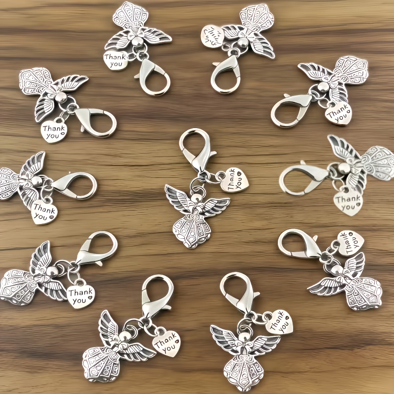 TEMU 10pcs Vintage Thank You Heart Keychains, Unisex Fashion Backpack Accessories – Durable Ideal Gift For Enthusiasts, Perfect For Birthday Parties,