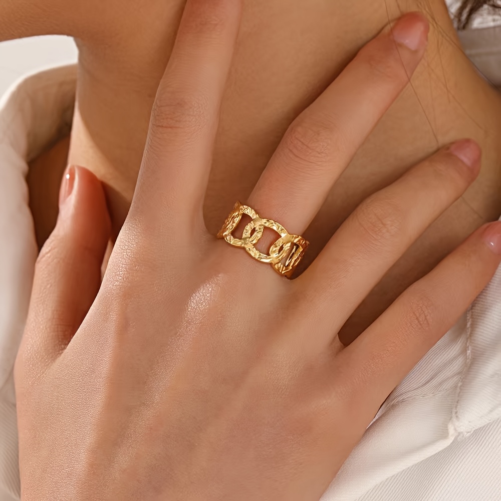Women's Trendy Spliced Design Stainless Steel Open-End Ring