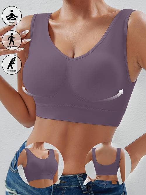 esselegance plus size wireless s bra cross back seamless design removable pads breathable compression for no underwire machine washable adjustable s bra
