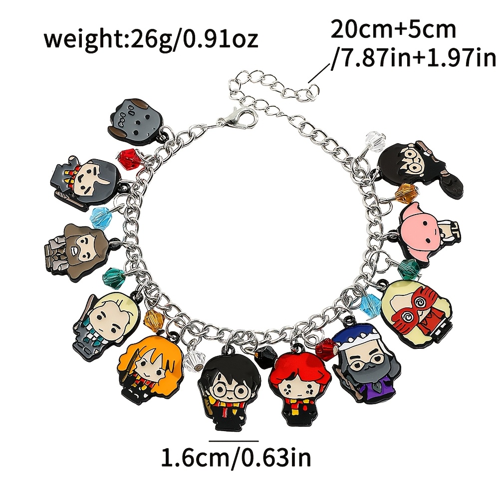 TEMU For Harry\ Potter Character Alloy Multi Pendant Bracelet String Decoration Colored Enamel Drip Oil Craft Adjustable Lobster Anti Allergy Non