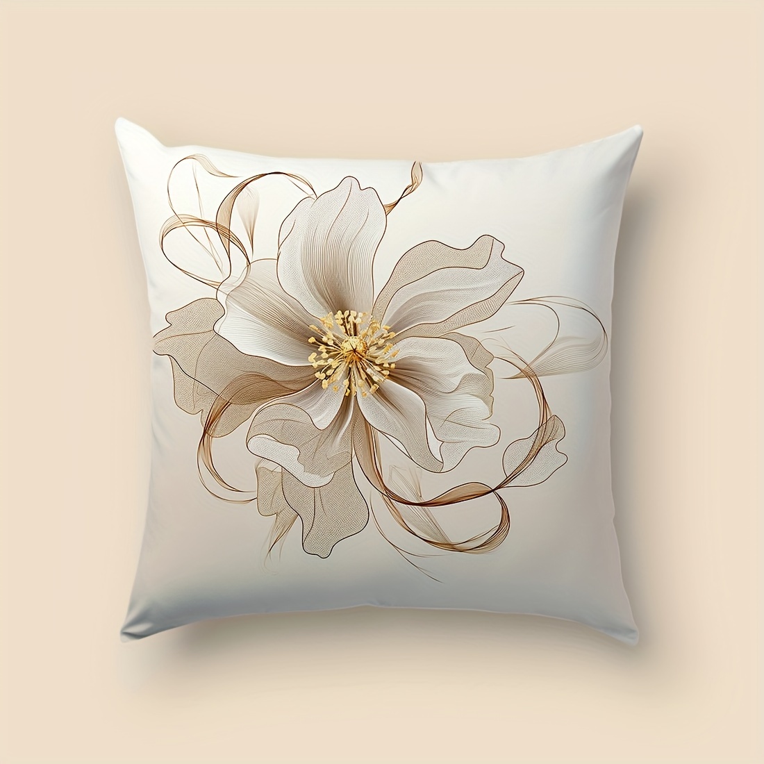 1pc 45x45cm Floral Minimalist Creative Large Velvet Pillow Cover For Car Cushions, Living Room Sofa, Bedroom Pillows, Headboard Backrest, Home Decor Pillow Without Inner Filling, Single-sided Print