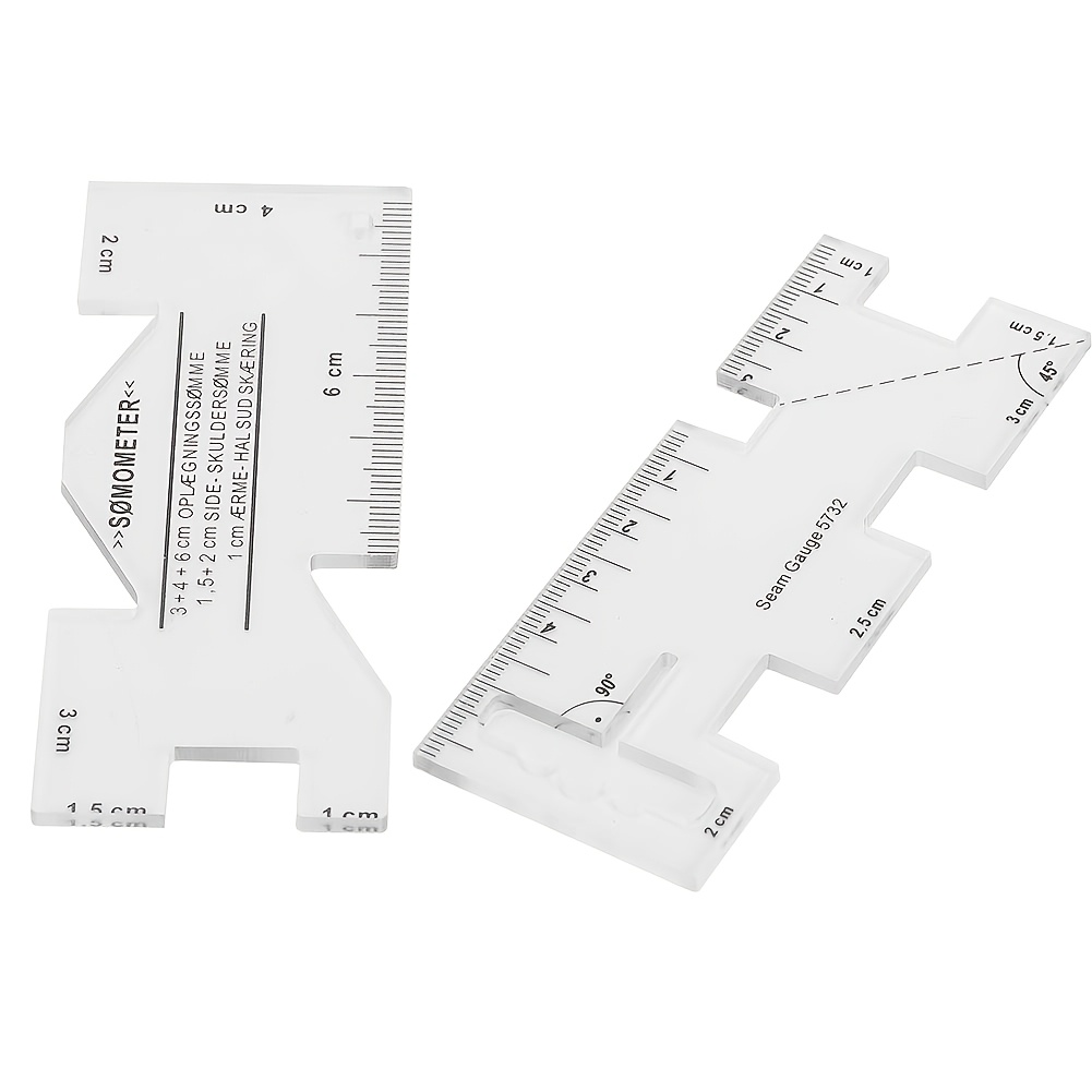 2pcs Sewing Ruler Set - Precision Seam Gauge, Thickness Measuring Ruler, Quilting Tool Ruler For Sewing, Quilting, Craft Tools, Accessories