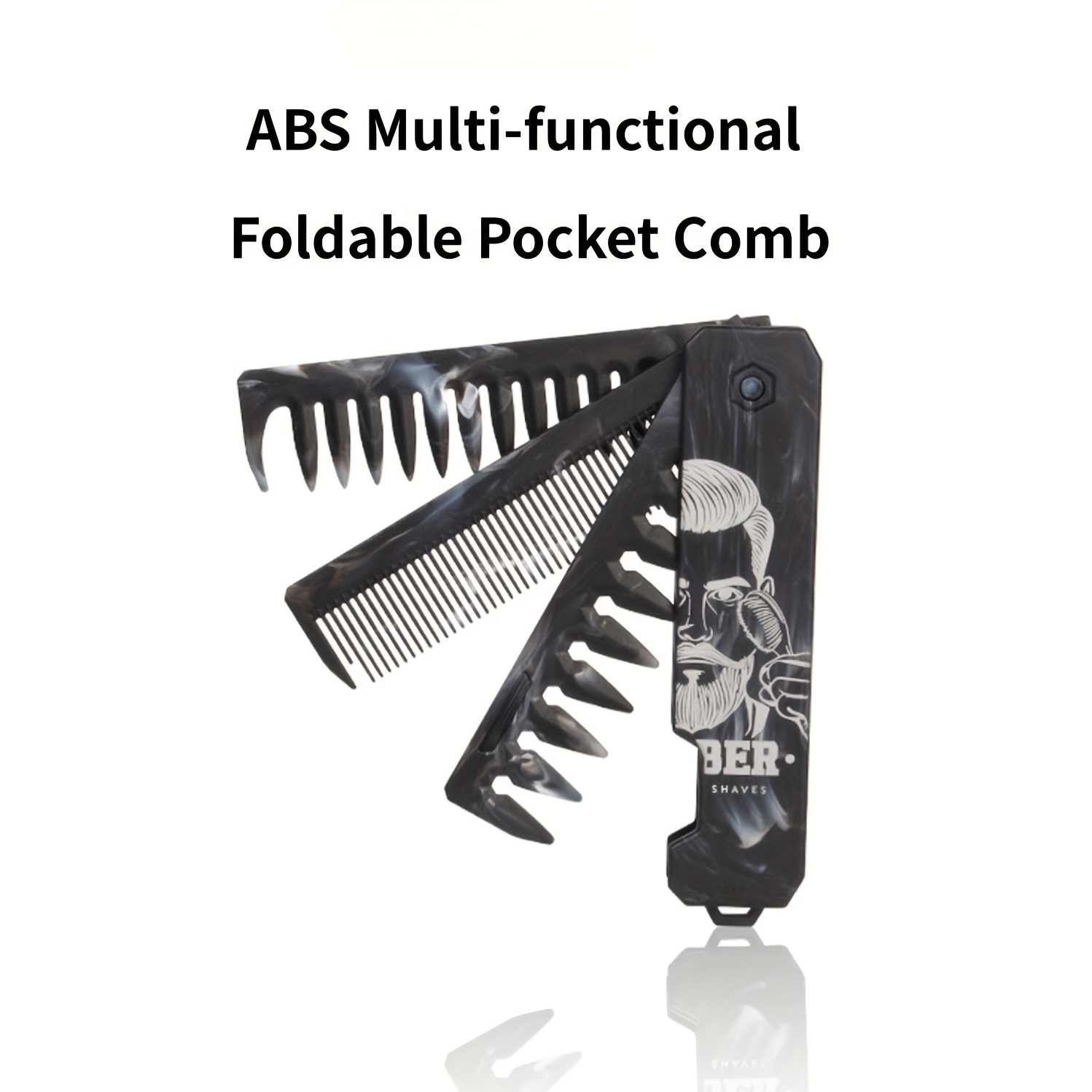TEMU [2 Styling ] Folding Hair Comb For Men, Pocket Comb & Wide Tooth, Styling Comb For Travel And Everyday Grooming Combing Hair, Beard Or Mustache