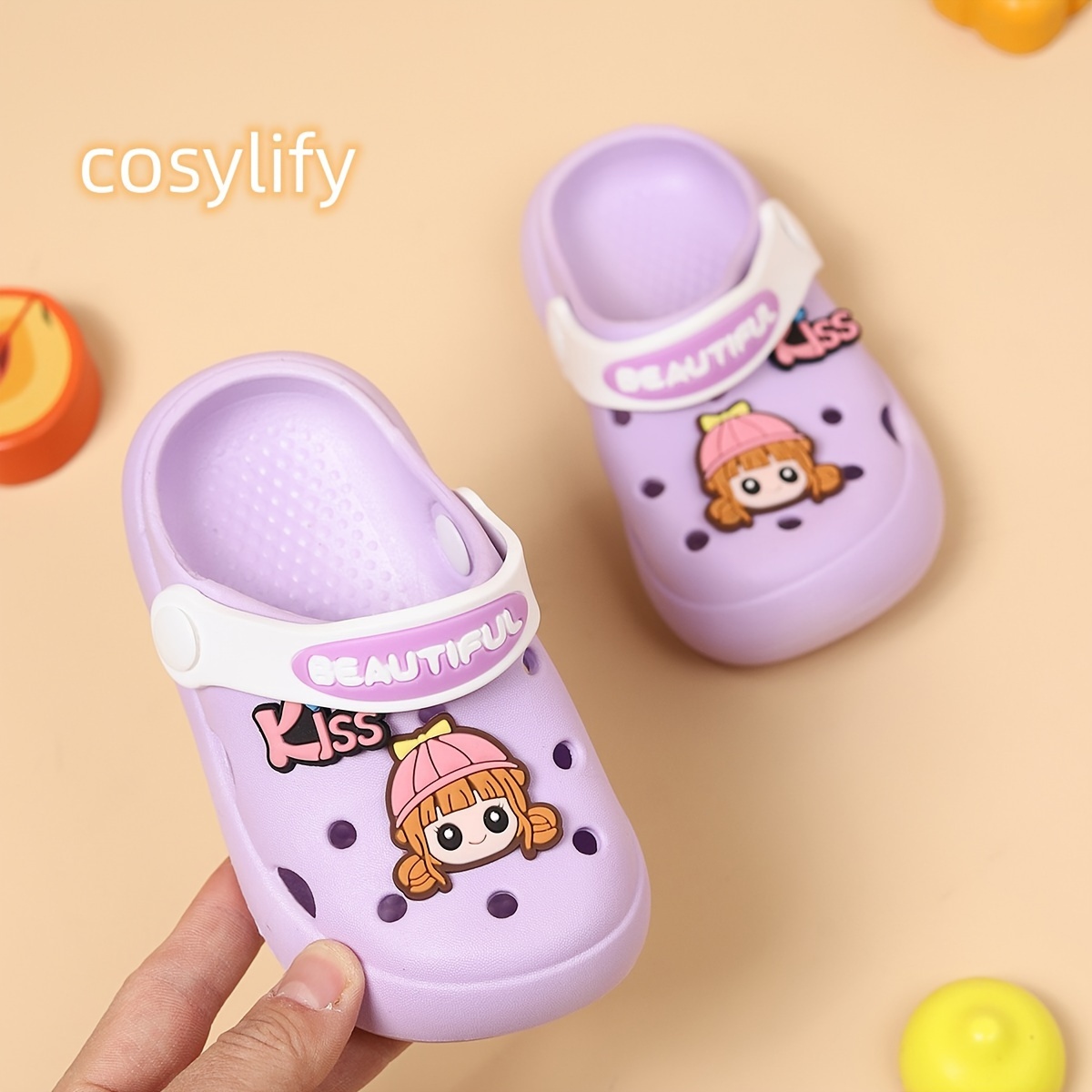 Toddler Girls Cartoon Slip-On Platform Clogs with Charms