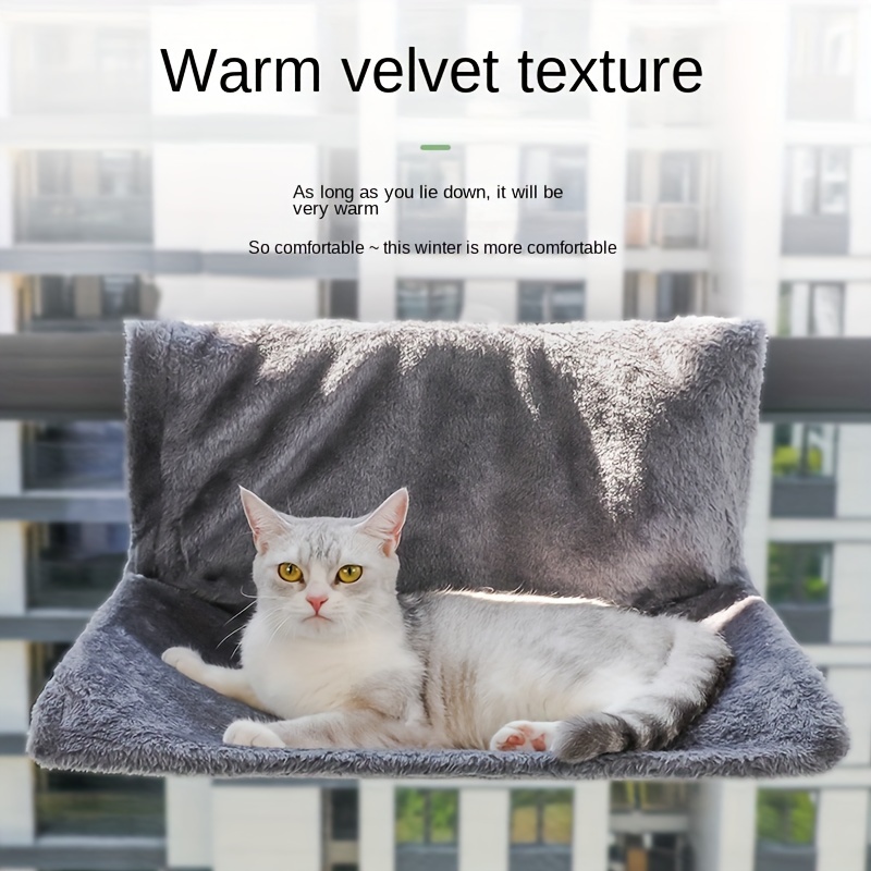 

Modern Polyester Fiber Cat Hammock Bed - L-shaped Hanging Cat Condo For Windowsill, Radiator, Cabinet Door - Removable Washable Cover - Cozy Velvet Texture - Uncharged