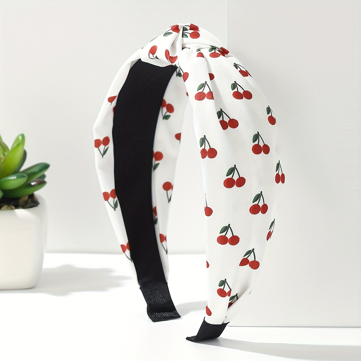 1pc Women's Wide Headband With Colorful Fruit Print Bow - Soft Fabric For Casual & Formal Outfits