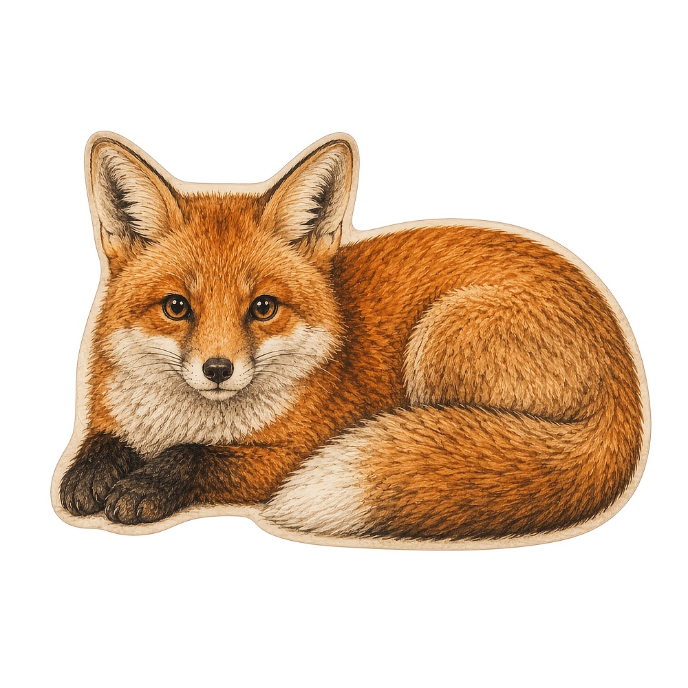 TEMU 1pc Shaped Area Rug, Soft Washable 800g/mÂ² Faux Cashmere Floor Mat, 2d Flat Print Resting Fox Animal Accent Carpet For Bedroom, Living Room,