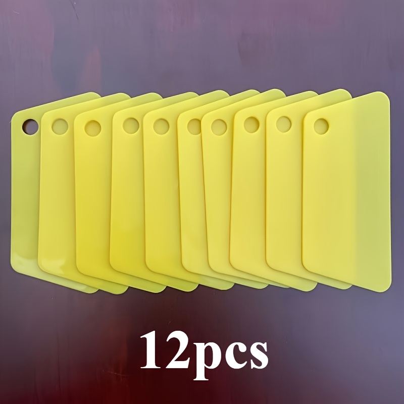 TEMU 7pcs/12pcs Multifunctional Plastic Squeegee Protection Film - Yellow, Durable And User-friendly, Suitable For Home Cleaning And Office Use,