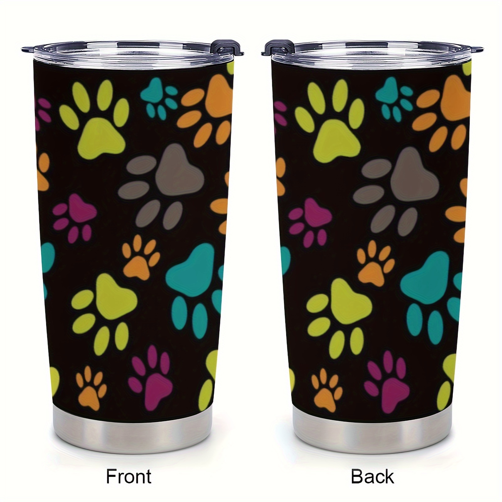 

1pc 20oz Hot Sale Diy Multi Pattern Stainless Steel Double Layer Insulation Car Cup, Dog Tracks, Vacuum Insulation Travel Coffee Cup