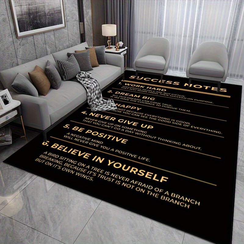 success inspirational quotes area rug slip resistant polyester mat for entryway living room   washable indoor carpet fits large spaces motivational home decor rug 15x23 to 63x78 inches multiple sizes   details 3