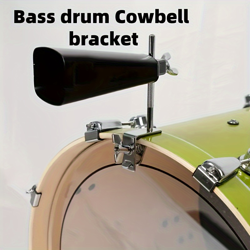 

1pc Steel Cowbell Holder For Bass Drum - Professional Drum Set Accessory, Uncharged Clamp-on Cowbell Mount Bracket