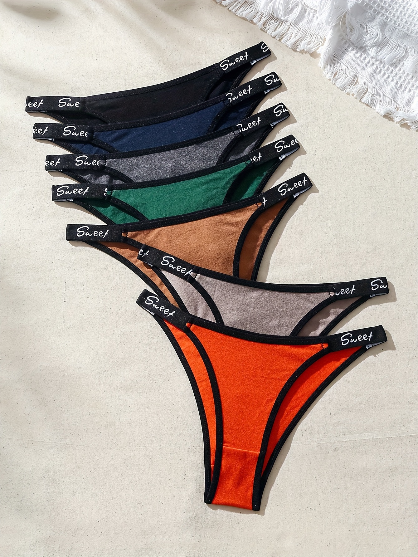 Colorblock Letter Tape Thongs Intimates Panties Women's Sexy - Temu