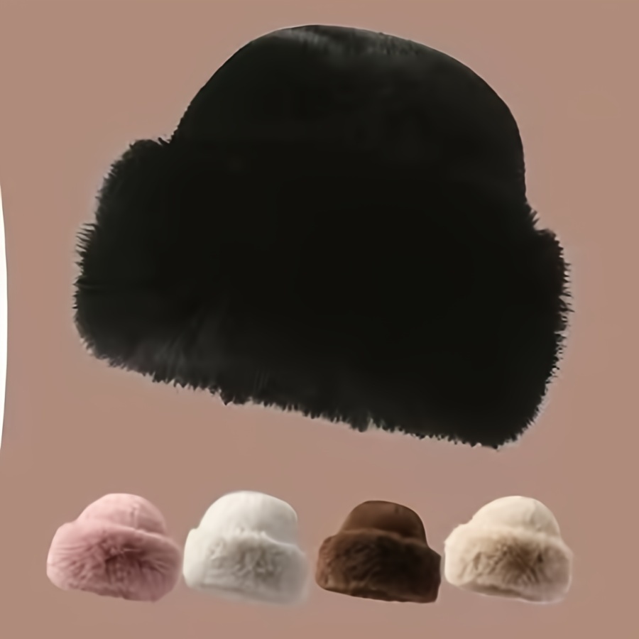 

Cozy Fur Bucket Hat For Women - Plush, Windproof & Ear-warming Cap For Autumn/winter, For Spring