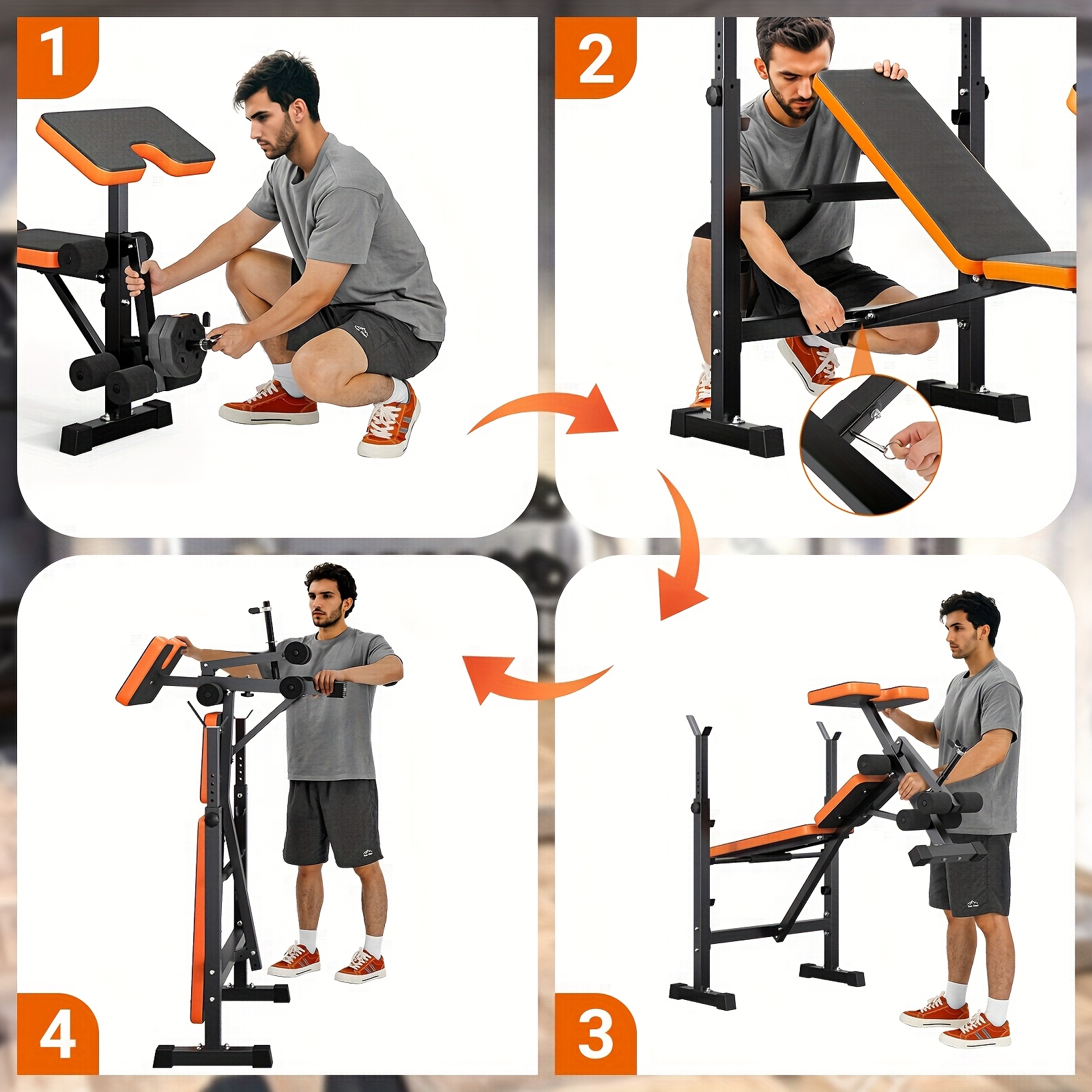 Verstelbare halterbank met squat rack