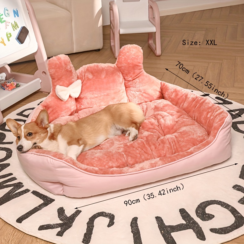 ear design plush cat and dog kennel winter warm pet bed cat bed cat mat sleeping sofa Product details 1