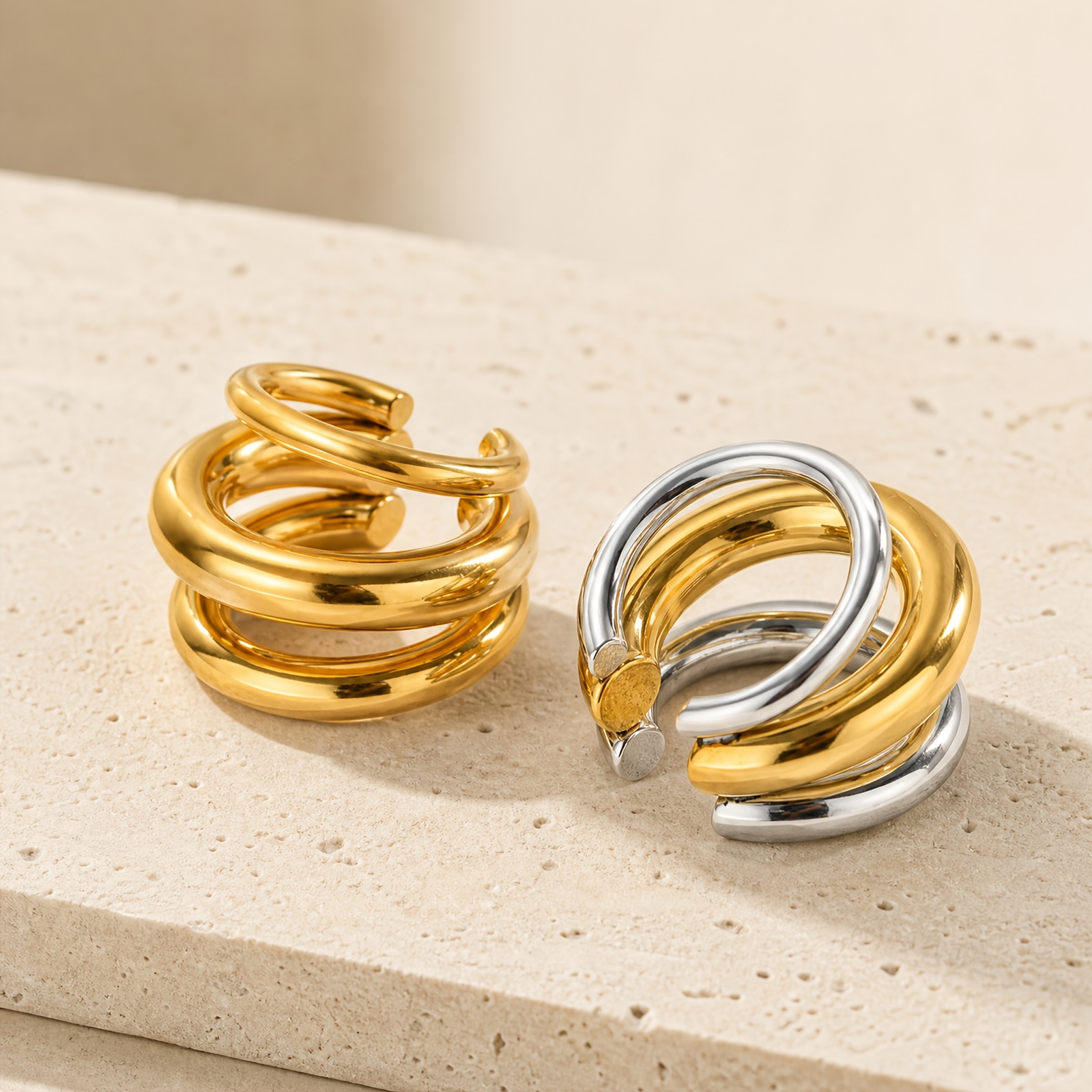 Women's Glossy Thick Tube Multi-Circle Ear Clip