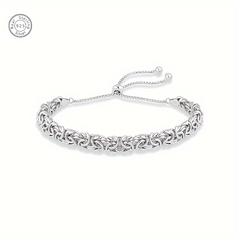 

Italian 925 Sterling Silver Bolo Women's Bracelet, Handmade Adjustable Bracelet Comes With Gift Box