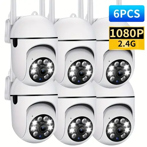 6pcs with 1080p full hd resolution with a rotatable 355 degree panoramic wireless round night camera supports two way detection function compatible with smartphones wireless high definition intelligent security cameras reliable wifi suitable for pet monitoring indoor outdoor use