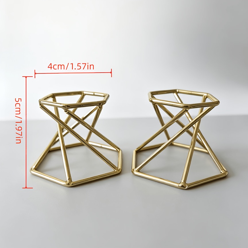 TEMU 2pcs Golden Hollow Brackets, Geometric Metal Crystal Ball Base, Light Luxury Hexagon Display Stand, Desktop Sphere Display Rack