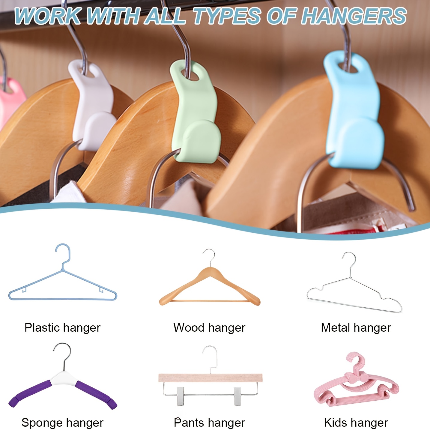 12/24pcs Space-Saving Hanger Clothes Attachment Hooks
