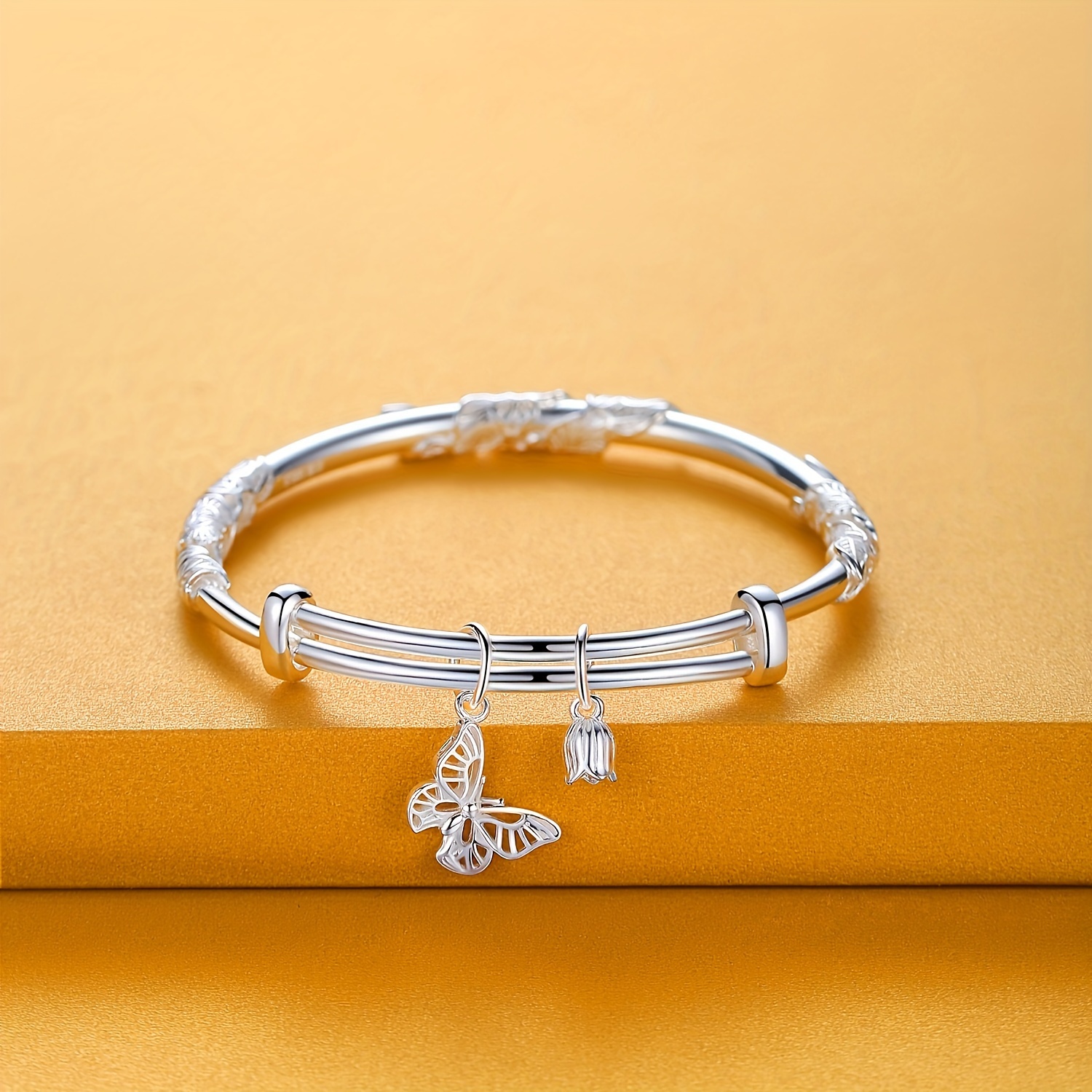 

1pc, A Popular And Adjustable Silver Bracelet With Elegant Patterns S925, Which Is Very Suitable As A Birthday Gift Or A Gift For Any Special Occasion.