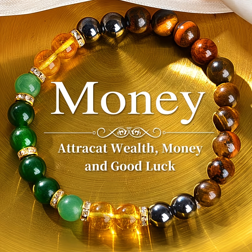 TEMU 1 Wealth-attracting Bracelet - Authentic Gemstone Wealth-attracting Wrist Accessory, Bringing Fortune And Good Luck, Elegant Bohemian-style