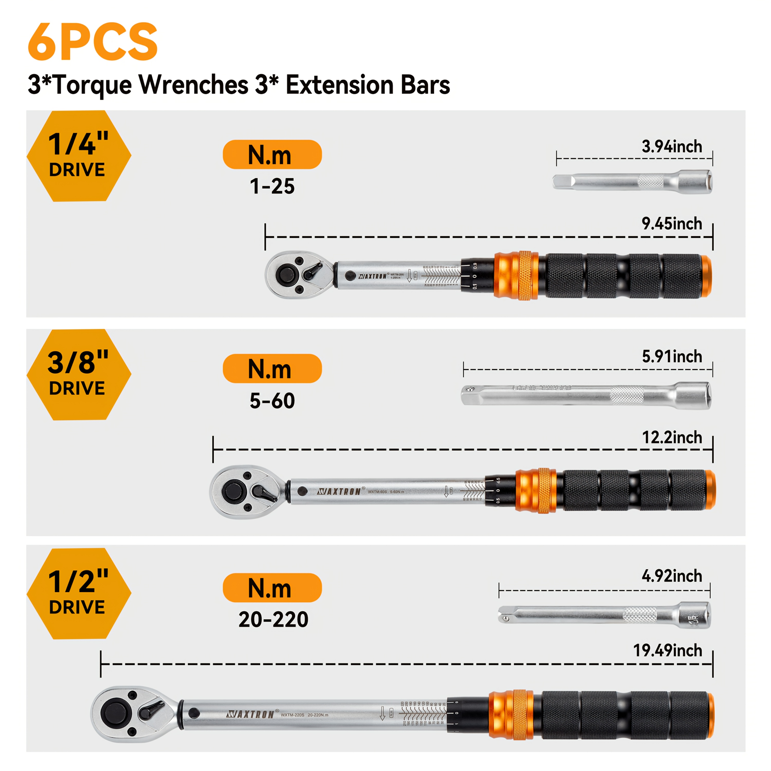 TEMU Torque Wrench 72 Teeth Dual- Adjustable Torque Wrench Dual-scales 1/4& 3/8 & 1/2-inch 3% Accuracy Click Torque Wrenches For Bicycle, Motorcycle,