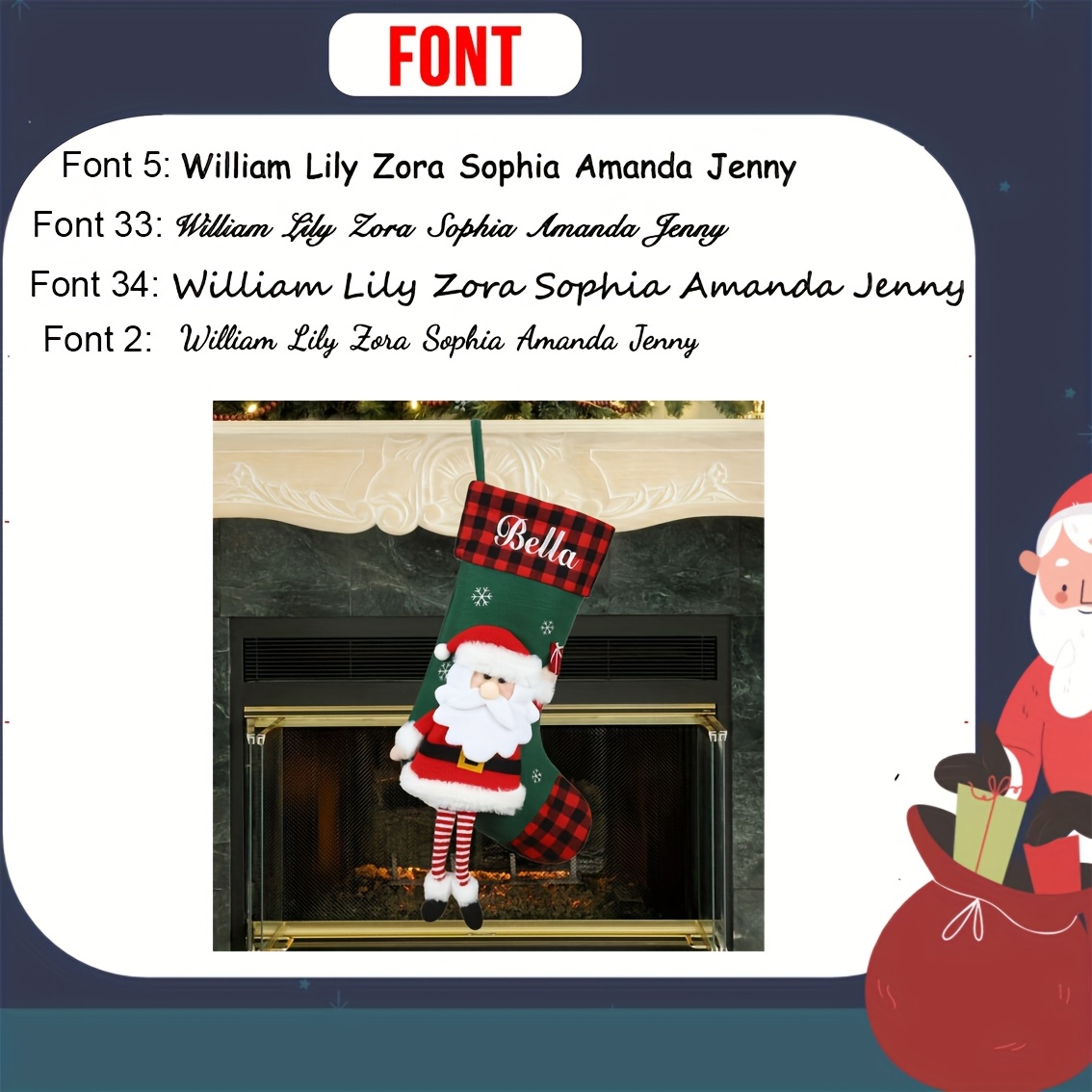 TEMU Personalized Christmas Stockings, Name Embroidered Christmas Stockings, Christmas Stockings, Family Christmas Stockings