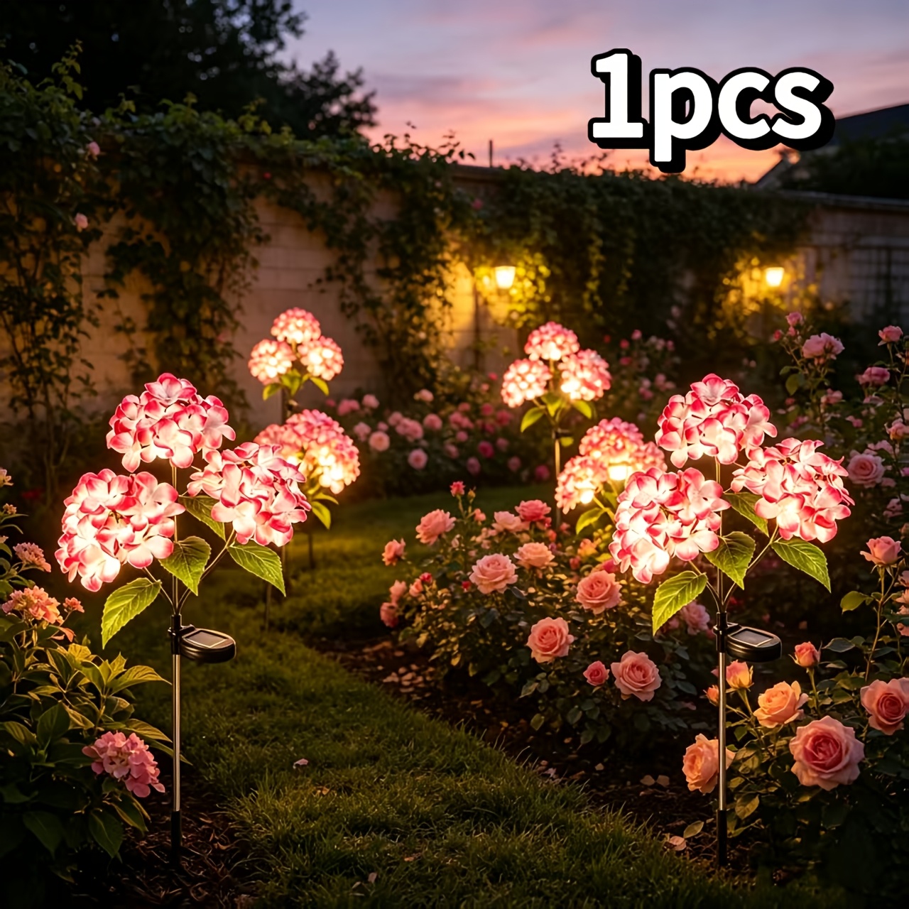 TEMU Solar Garden Lights, Solar Swaying Petal Lights, Ip44, Lawn Lights, 2 Lighting Modes, Automatically Turns On At , Suitable For , Flower Beds,